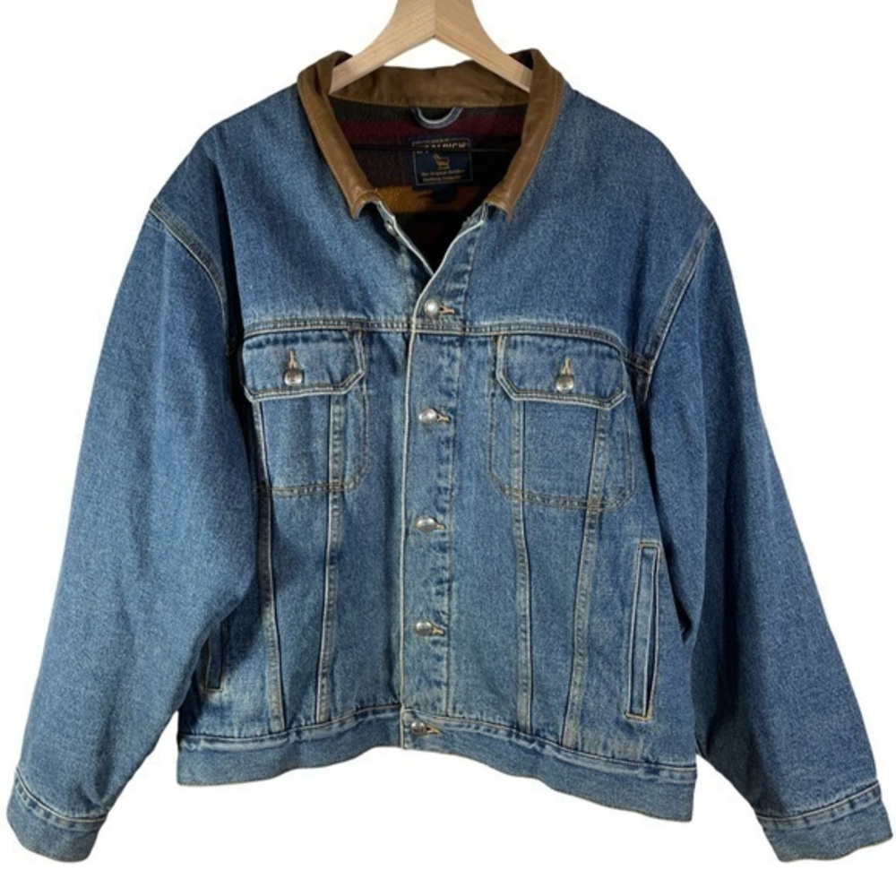 Vintage Woolrich Denim Jacket Men’s XL Fleece Lined Outdoors Distressed
